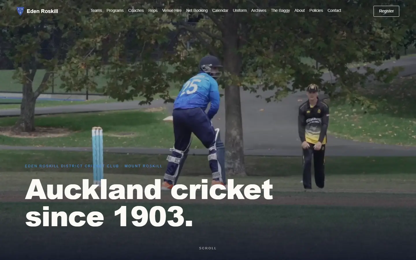 The Eden Roskill website’s home page on a desktop screen.