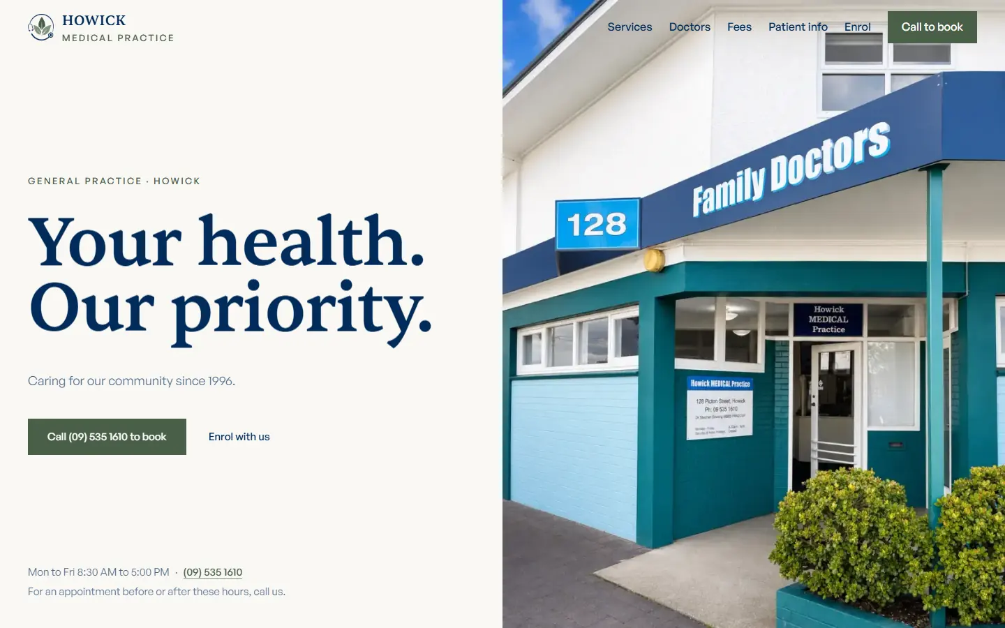 The Howick Medical website’s home page on a desktop screen.